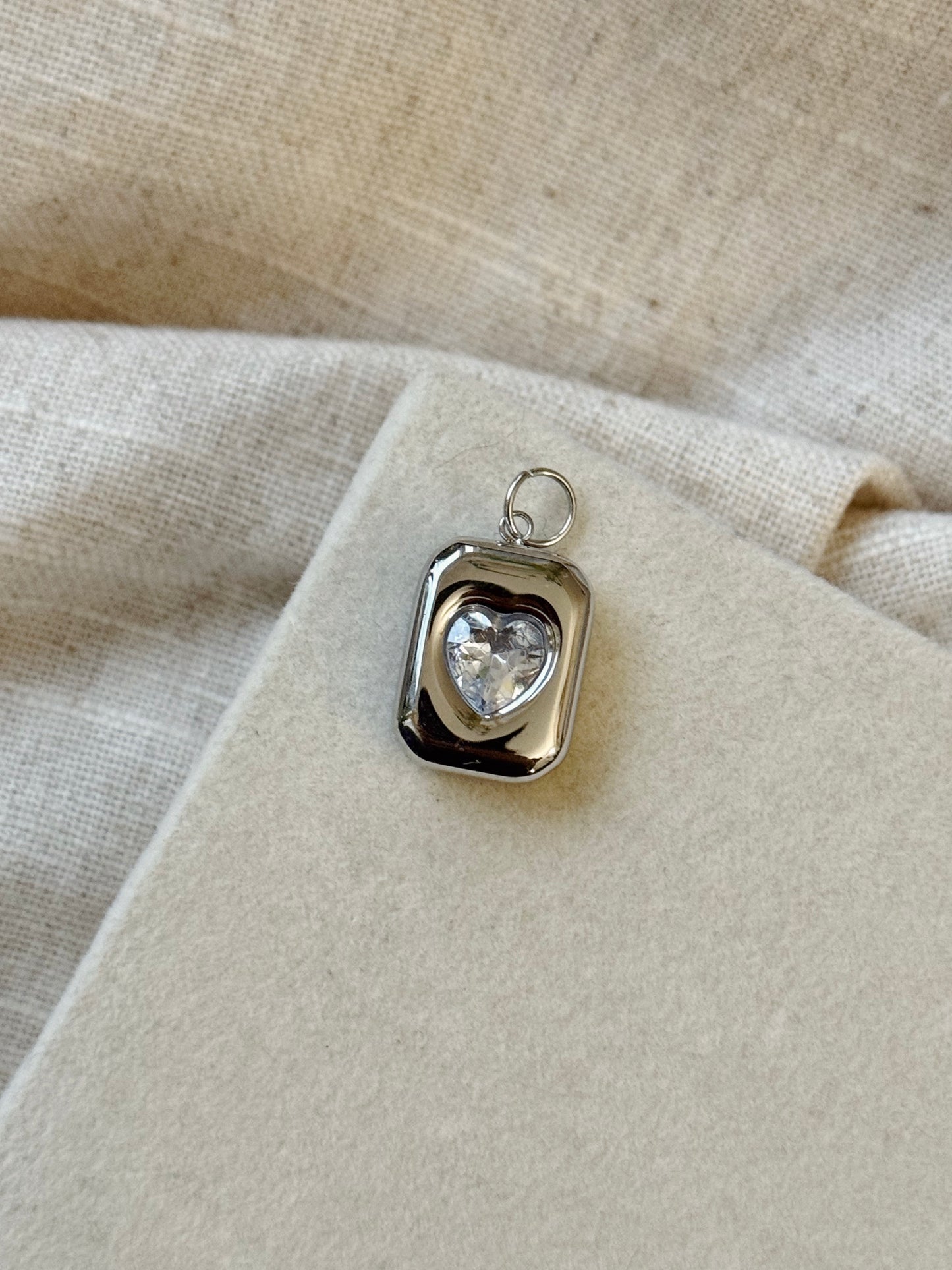 Silver Gemstone Heart Charm