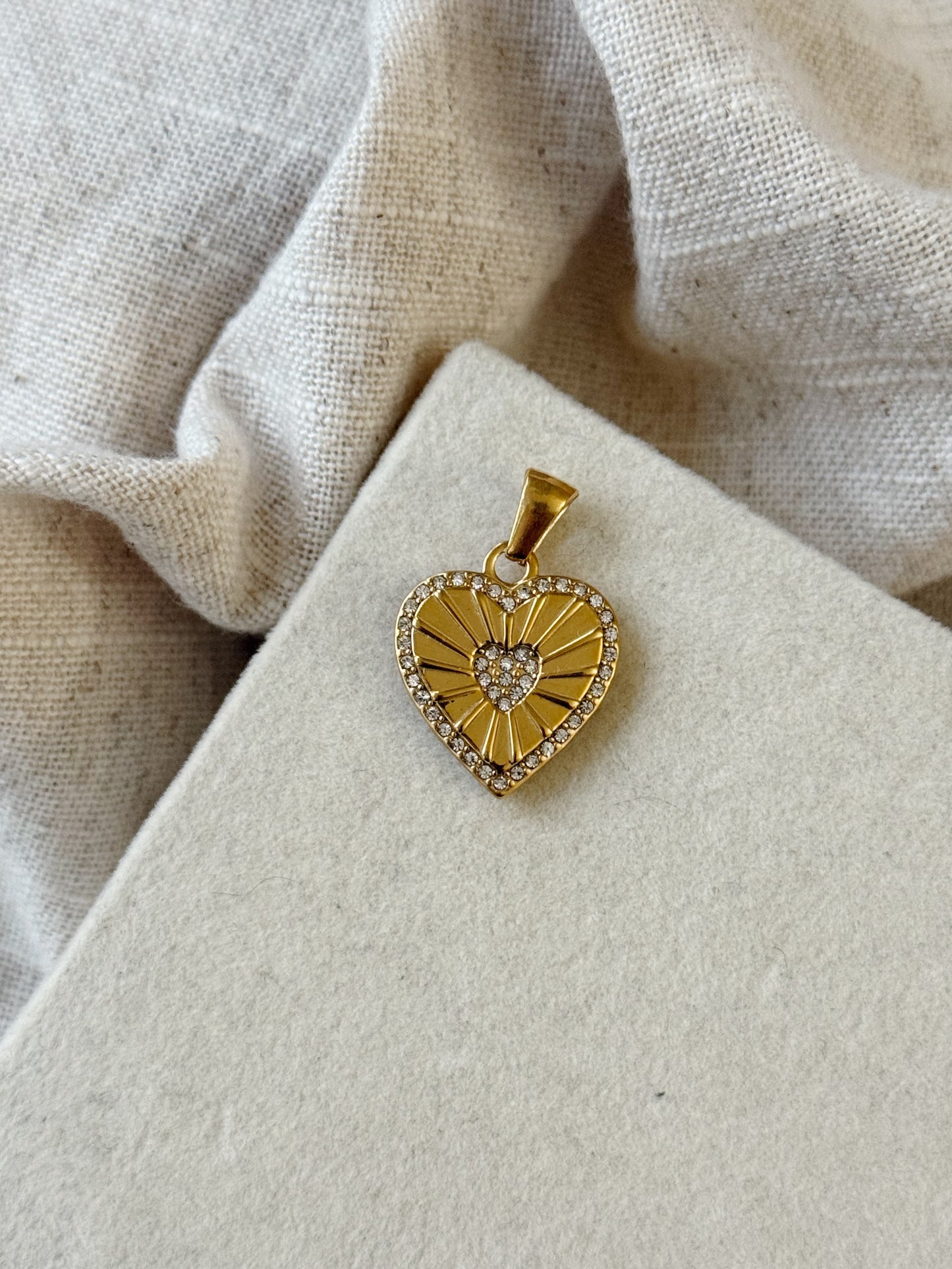 Big Gemstone Heart Charm