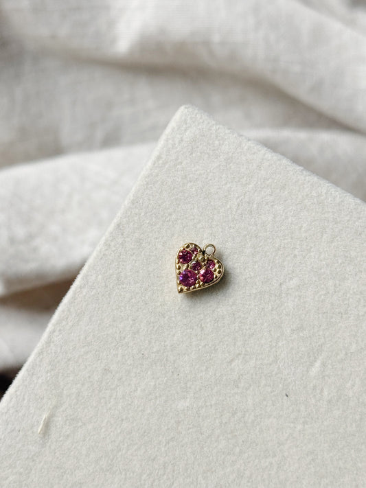 Pink Gemstone Heart Charm