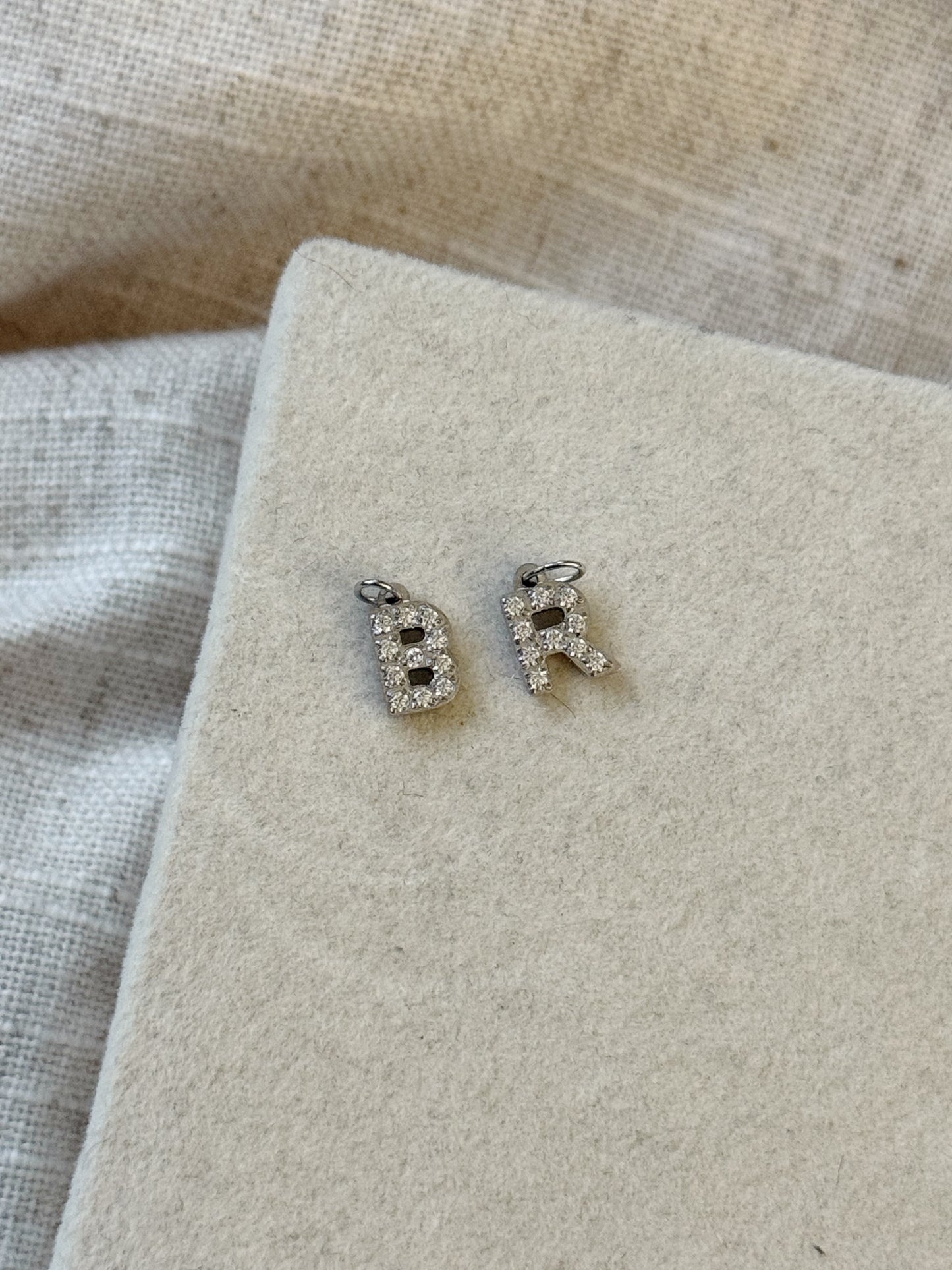 Silver Gemstone Alphabet Charm