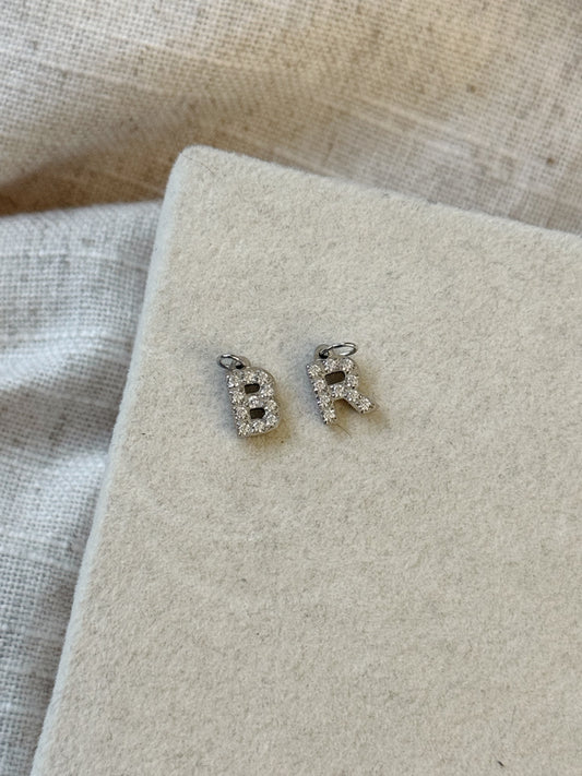Silver Gemstone Alphabet Charm