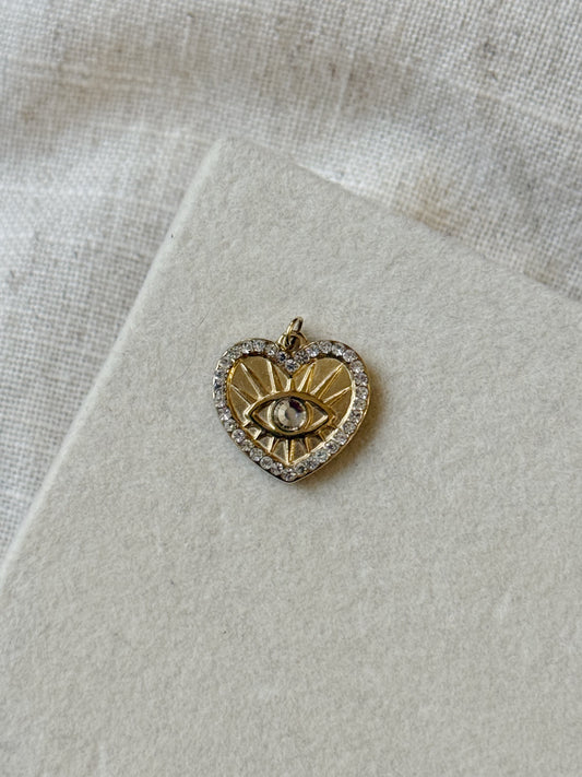 Gemstone Eye Heart Charm