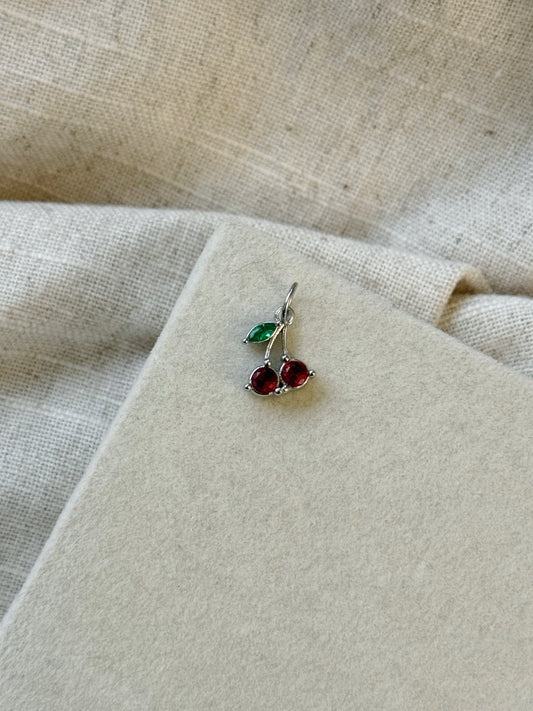 Silver Red Cherry Charm