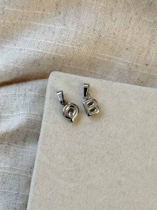 Silver Bubble Letter Charm