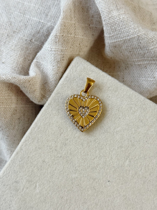 Big Gemstone Heart Charm