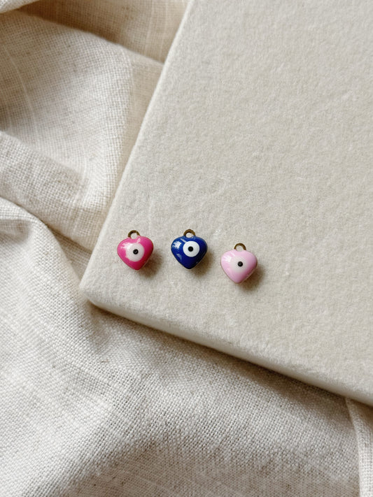 Evil Eye Heart Charms